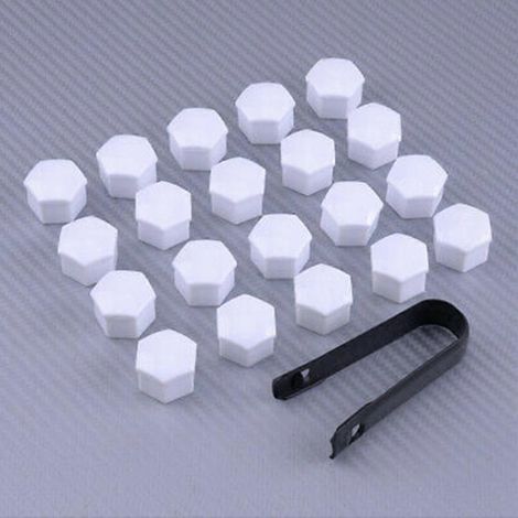 Kit de 20 cache-écrous hexagonaux blancs de 17 mm avec outil de démontage - Nouveauté (1/5)