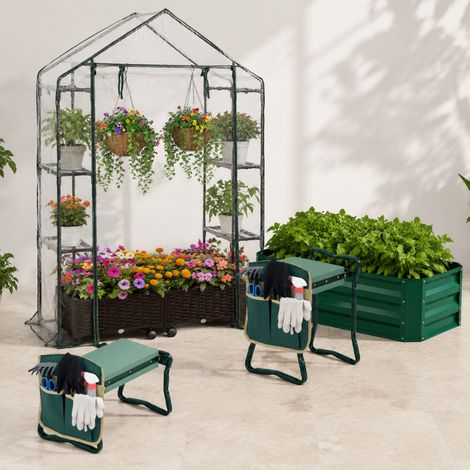 Set per giardinaggio in serra (3 pezzi) – Ginocchiera pieghevole, serra walk-in e fioriera a traliccio (1/5)