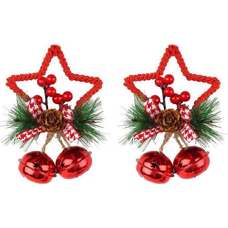Clochette en métal en forme d'étoile à cinq branches pour sapin de Noël à faire soi-même - Rouge - JBMEDIA (1/4)