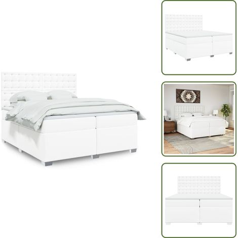 Boxspringbett mit Matratze Weiß 200x200 cm Kunstleder - Boxspringbett - Doppelbett - Bettenrahmen - Kopfteil - Kunstleder (1/5)
