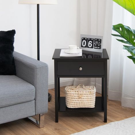 Lot de 2 Tables de Chevet à 2 Niveaux Style Moderne Simple 48 x 40 x 58 CM Noir Maison Chic (1/5)