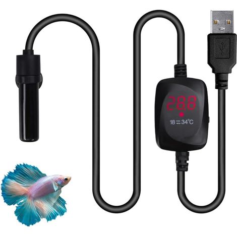 Mini Chauffage d'aquarium de 10W, Chauffe-Eau Submersible, Tige Chauffante avec Protection Contre la Surchauffe, 5 V/2 A, USB, Chauffe-Eau Submersible en Céramique pour Eau Salée et Eau Douce (1/5)