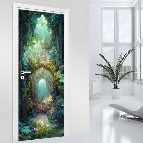 Stickers pour porte - Forêt magique - 63 x 205 cm - Adhésif MAT (1/2)