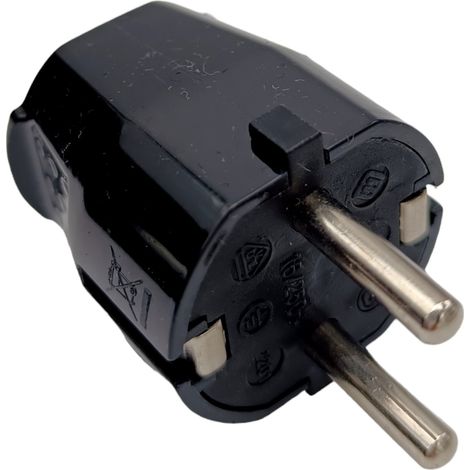 Spina volante schuko maschio 2P+T 16A bianco nero per prolunga cavo elettrico  Nero