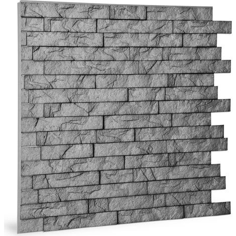 Panel de pared 3D Profhome 3D 704500 Ledge Stone Portland Cement Panel decorativo gofrado de aspecto piedra brillante gris 2 m2 (1/5)