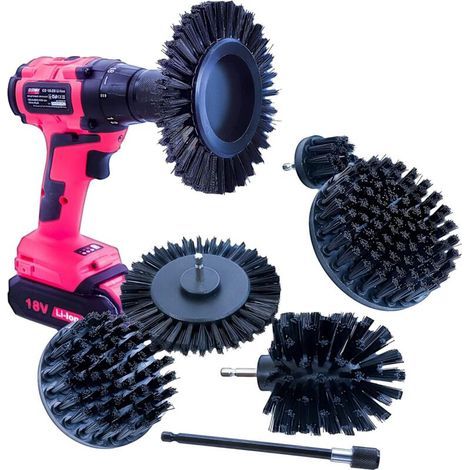 Brosses Nettoyage pour Perceuse Visseuse à Poils Durs Noirs. Brosses à Nettoyer Métal Bois Jardin Auto Cuisine Barbecue (1/5)