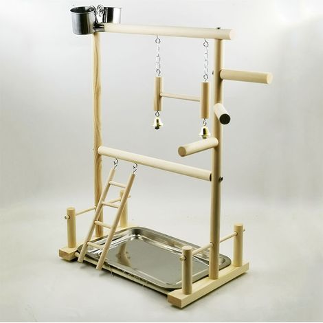 Support de jeu pour perroquets, aire de jeux en bois à Double couche, sûre et écologique, pour oiseaux et calopsittes (1/5)