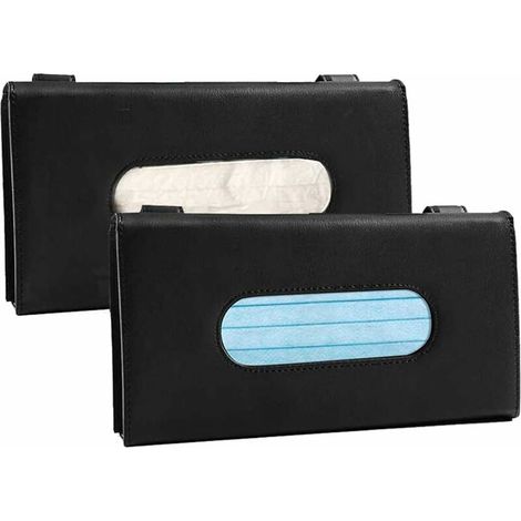 2 Pcs Car Tissue Holder Car Tissue Box Sun Visor Leather Tissue Box Car Visor Mask Holder Tissue Paper Storage Case for Car Visor (1/5)