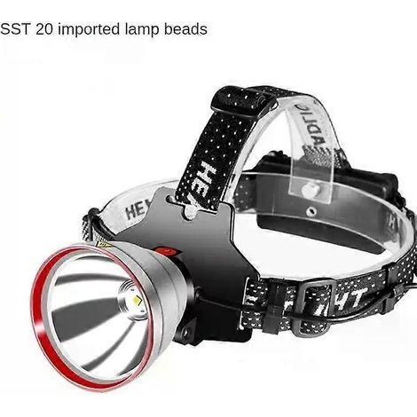 HONORNIC - Lampe frontale LED ultra-puissante longue portée 1000 m, rechargeable par USB, avec batterie 18650, idéale pour la pêche en extérieur et le camping.