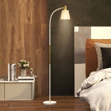 Lámpara de pie regulable en altura (127-160 cm) con interruptor, casquillo E27, color blanco. Lámpara de pie para exteriores. (1/4)