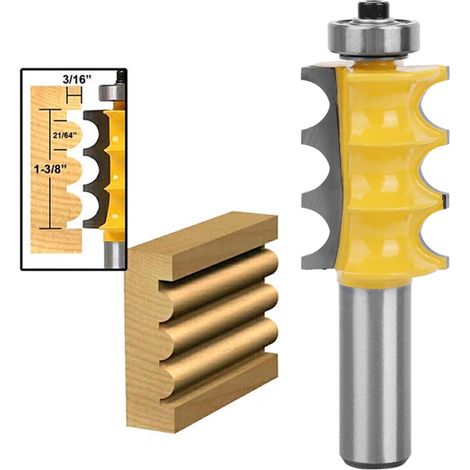 Fresa de triple ranura con radio de 3/16", vástago de 1/2", herramienta para trabajar la madera (1/5)