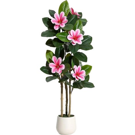 Pianta artificiale, alta 120 cm, dal design realistico, di colore rosa. (1/2)