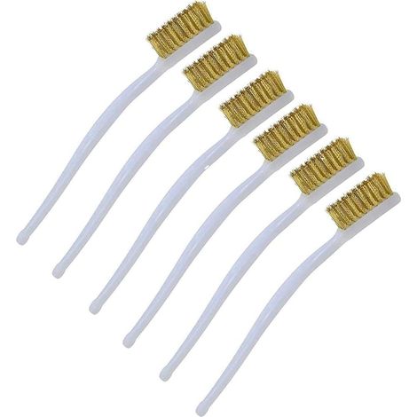 Brosse à Dent En Fil De Cuivre Plastique Manche Incurvé Brosse Jeu de Brosses Métalliques Brosse à Main Fil 6PCS