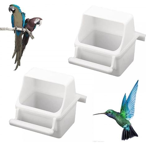 Lot de 2 mangeoires suspendues pour cage à oiseaux, distributeur d'eau et de nourriture pour perruches calopsittes, perroquets, perruches ondulées et inséparables. (1/5)