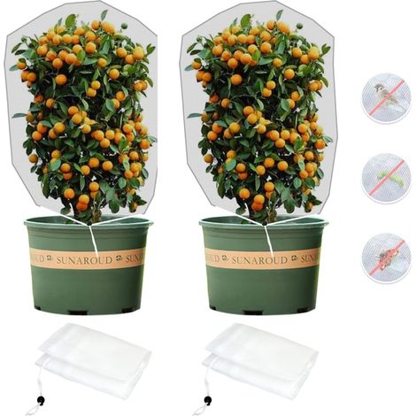 Filet de Protection Anti-Insectes, 2pcs Filet de Jardin avec Cordon de Serrage, Filet Anti Insecte, Filet de Protection Maille Fine pour Protéger Les Plantes en Pot (1.2×1.4m)