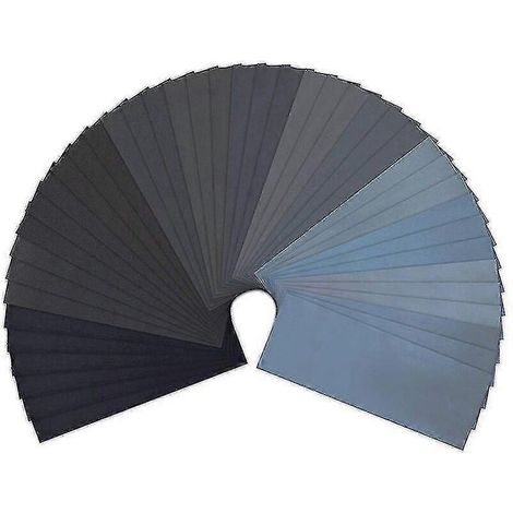Paquet de 42 feuilles de papier de verre Lanhu, 23 x 9,3 cm, pour usage humide ou sec, grain 120-3000 (12 feuilles/grains) (1/5)