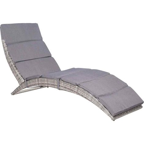 vidaXL Tumbona con cojín ratán sintético gris (1/5)