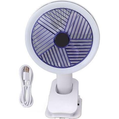 Ventilateur Clip USB avec LED Rechargeable 4000mAh Ventilateur Bureau Ventilateur Plafond Multi-Fonctions