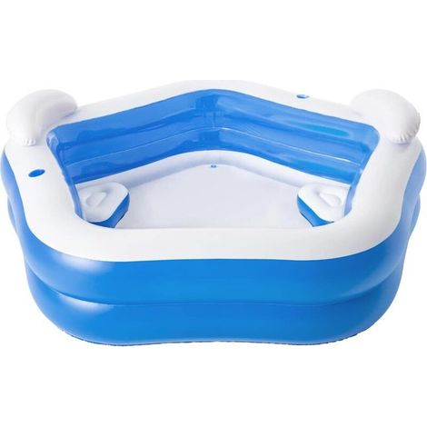 Piscine gonflable ronde 213 x 206 cm – Hauteur 69 cm – Capacité 575L – Vinyle robuste – 2 porte-gobelets et coussins inclus (1/4)