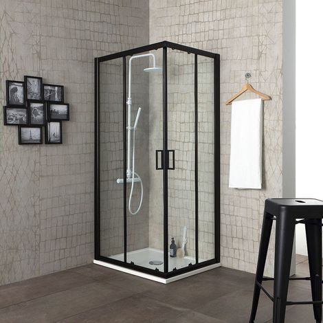 Mampara De Ducha Perfil Negro Mate 80X80x190 Cm City