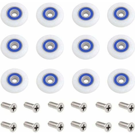 Set di 12 rulli per porta doccia da 27 mm, ruote di ricambio per porta doccia con viti - Crezuo