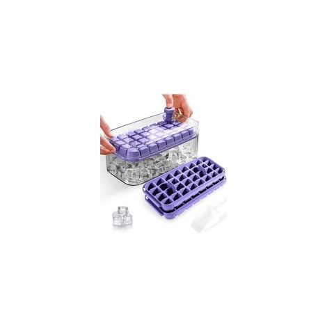 Bac à glaçons en silicone à pression avec compartiment de rangement pour glaçons — une machine à glaçons écologique et réutilisable, idéale pour les cocktails et boissons d'été.