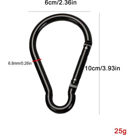 2 morceaux,Mousqueton en aluminium léger, mousqueton polyvalent pour sac à dos, mousqueton multifonction, mousqueton en alliage d'aluminium de 10 cm avec forme de gourde non verrouillable pour une uti (1/5)