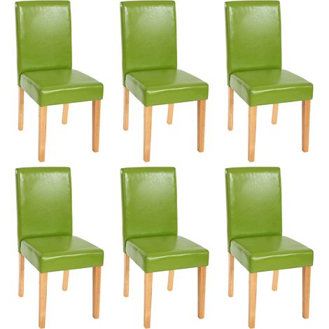 Lot de 6 chaises de séjour Littau, simili-cuir, vert, pieds clairs (1/5)