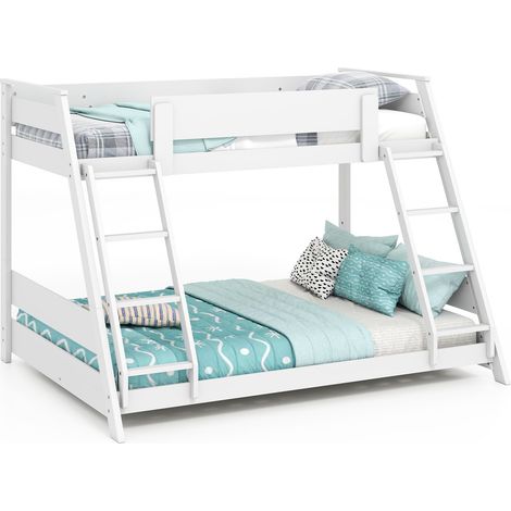 COSTWAY Single Over Double Bunk Bed 2-in-1 Convertible Wood Bed Frame-White (1/5)