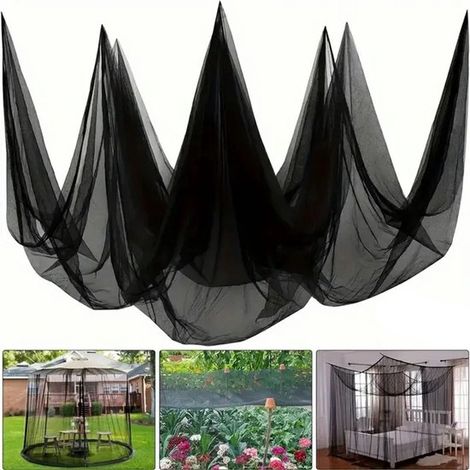 Filet anti-insectes extérieur 3 x 6 m, maille de protection pour terrasse, jardin et serre, moustiquaire et filet pour plantes, noir (1/5)