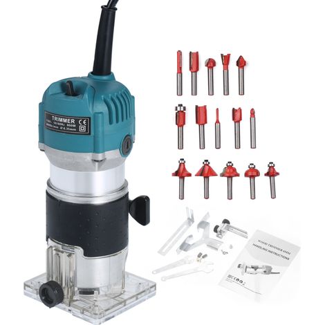 Kit d'outils de défonceuse compacte 800 W, défonceuse électrique 220 V avec 15 fraises à défoncer (1/5)
