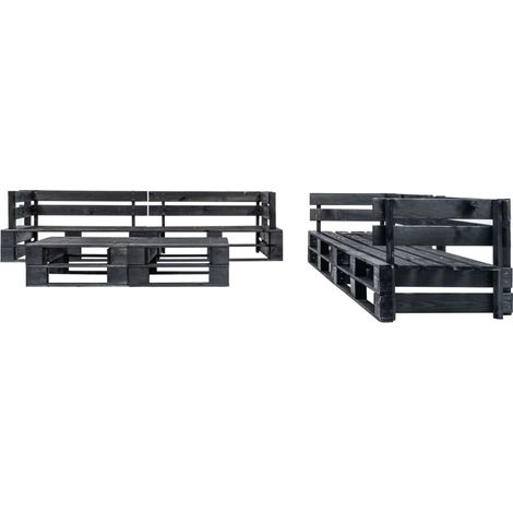 Sofás de jardín 220 x 66 x 55 cm palet 6 piezas madera negra 020013324 (1/3)