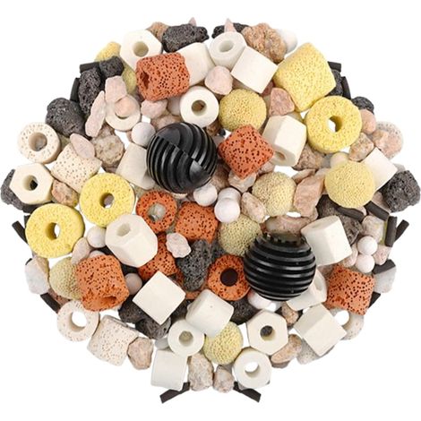 Bagues en céramique avec boules biologiques, filtre poreux, matériau de filtrage à charbon actif, pour aquarium, bassin, fontaine en cascade (1/5)