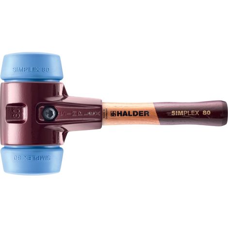 HALDER SIMPLEX Schonhammer Ø 80 mm TPE-soft blau kurzer Stiel mit Tempergussgehäuse (1/5)