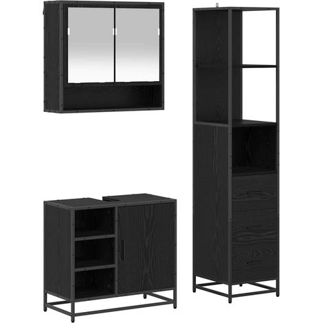 Maison Exclusive - Badezimmermöbel-Set 3 pcs Schwarz Eichen-Optik