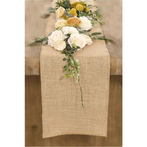TAISHENGDA-Chemin de Table Toile de Jute Ruban de Table Rouleau Jute Mariage Vintage Rustique Jardinage Décorations de Table 30cm Largeur, 180cmx30cm (1/5)