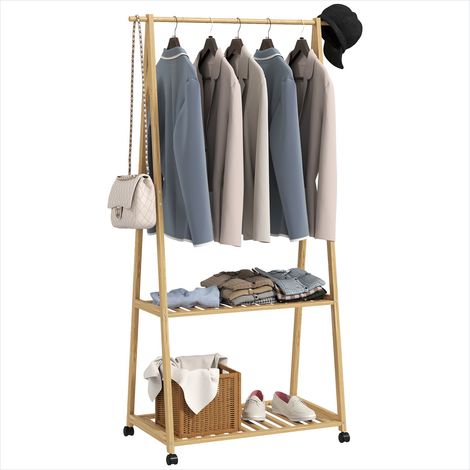SunJet Porte-manteau, vestiaire sur pied, en bambou avec étagères - Réf. H5JMXKGG6OZ0 (1/5)
