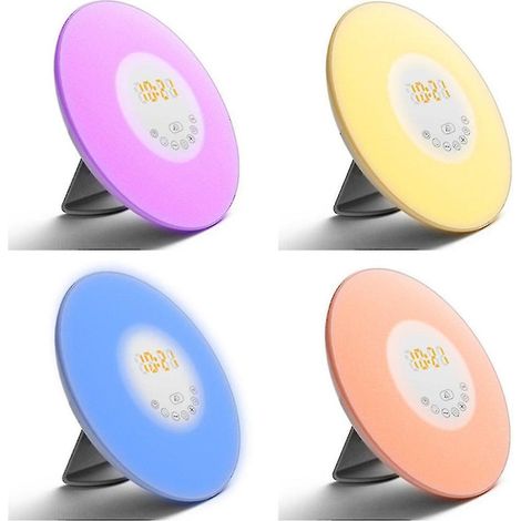 Réveil lumineux LED RGB unique et coloré pour chambre à coucher, simulant le lever du soleil. (1/5)