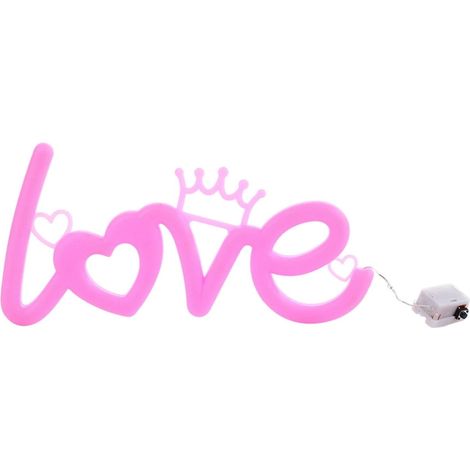 Signe Lumineux Neon LED - 20 x 10 cm - Alimentation Piles LR44 - Pour Chambre Salon Anniversaire Saint-Valentin - 1 Pièce (1/5)