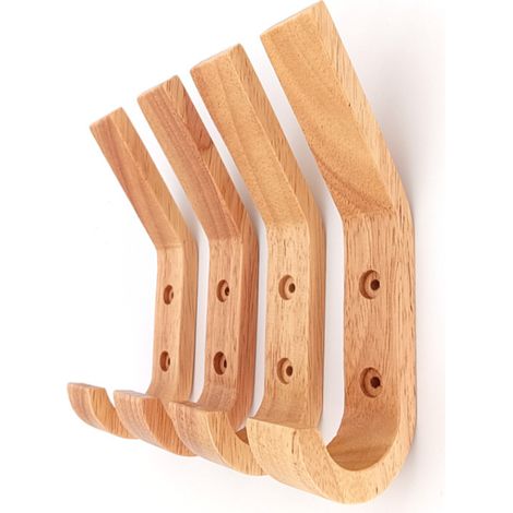 CCYKXA Set of 10 wooden wall hooks, natural wood entrance wall hooks (1/3)