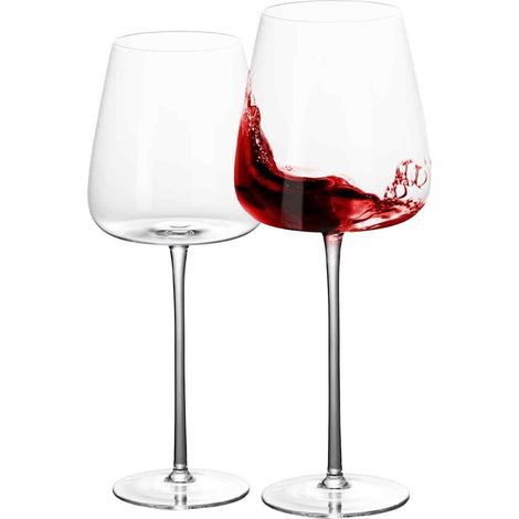 Verre A Vin - Ensemble De 2 Verres En Cristal Pour Bordeaux Et Cocktails - Usage Domestique Et Festif - Lot De 2 Pieces (1/5)
