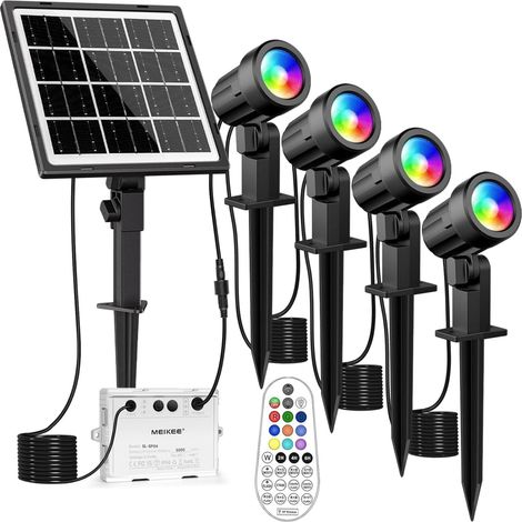 Spot Solaire Exterieur Jardin RGB 4 en 1 avec Télécommande (1/5)