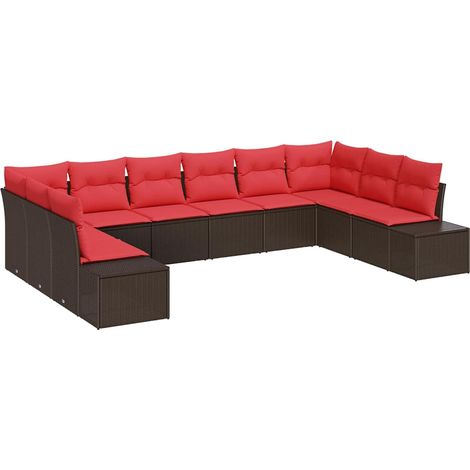 Set Divano da Giardino con cuscino 10 pcs Marrone polyrattan vidaXL