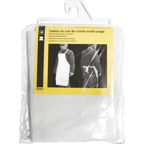 GYS – Tablier de soudeur en cuir croûte de vachette – Norme EN11611:2007 Class 2 A1 – 90x60cm – Taille unique – Pour chantiers humides (1/2)