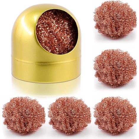 6pcs Or Soudure Tip Cleaner Set, Soudure Fer Tip Nettoyage Fil et Support Bobine Laiton Sponge, 1pcs Ball Shell Holder avec 5pcs Laiton Fil Nettoyant pour Nettoyage (1/5)