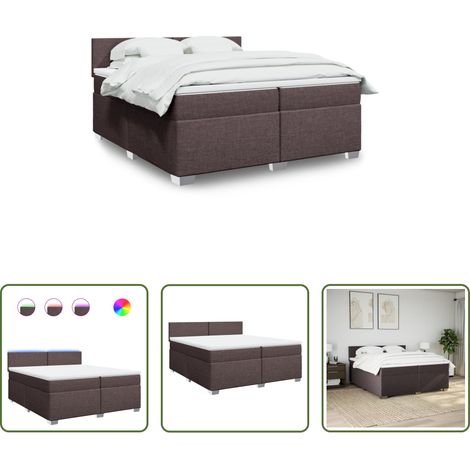 vidaXL Surmatelas - Sommier à lattes de lit avec matelas Marron foncé 200x200 cm (1/5)