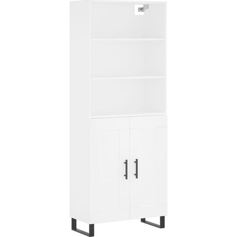 Aparador cómoda mueble de almacenaje organizador cocina salón salón alto 695 x 34 x 180 cm madera de ingeniería blanco 020032620