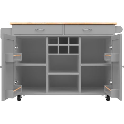 Isola da Cucina con Ruote 102 x 45 x 92 cm Grigia MDF e Metallo HOMVRA (1/5)