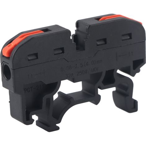 10 connecteurs de fil de type rail PCT-211 0,2-4 mm, bornier de câblage rapide à pression (noir) (1/5)