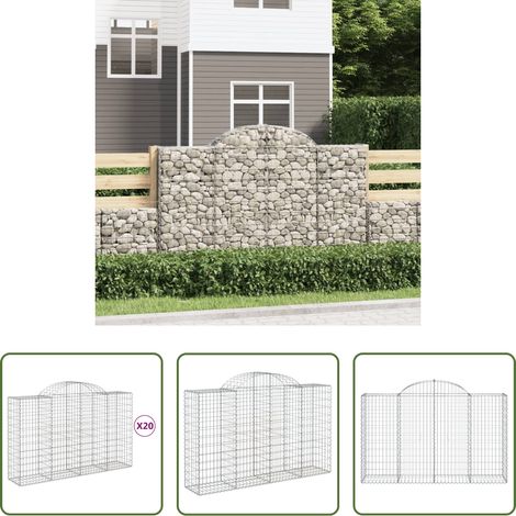 Schalldämmung -  Gabionen mit Hochbogen 20Stk. 200x50x120/140cm Verzinktes Eisen (1/5)